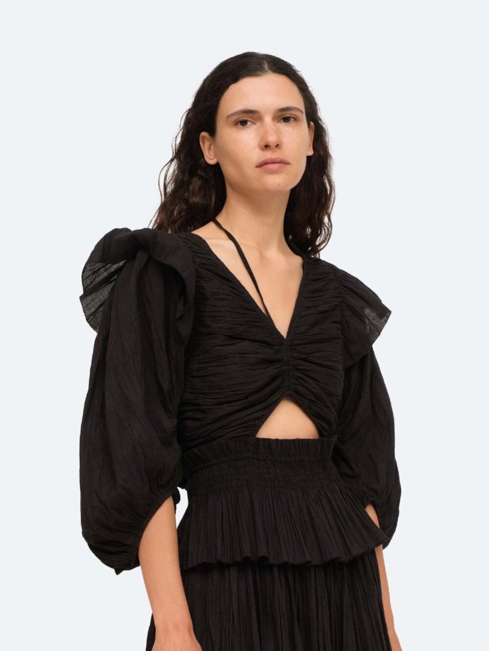 Sea New York "Paco" Puff Sleeve Top BLACK size S (fits like XS)